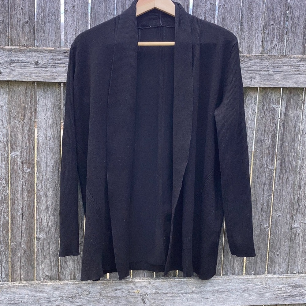 Black Open Front Cardigan Sweater